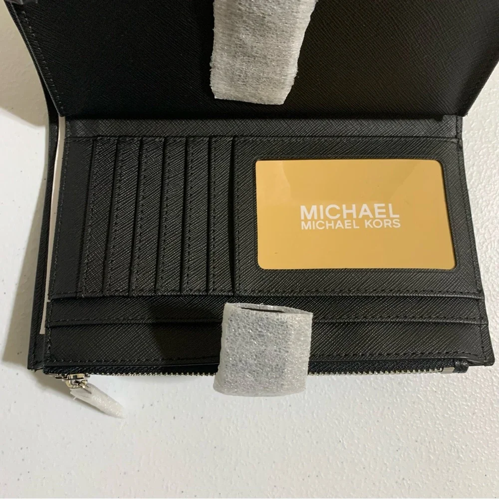 Michael Kors Jet Set Travel LG Double Zip Wristlet Saffiano Leather Wallet-NWT